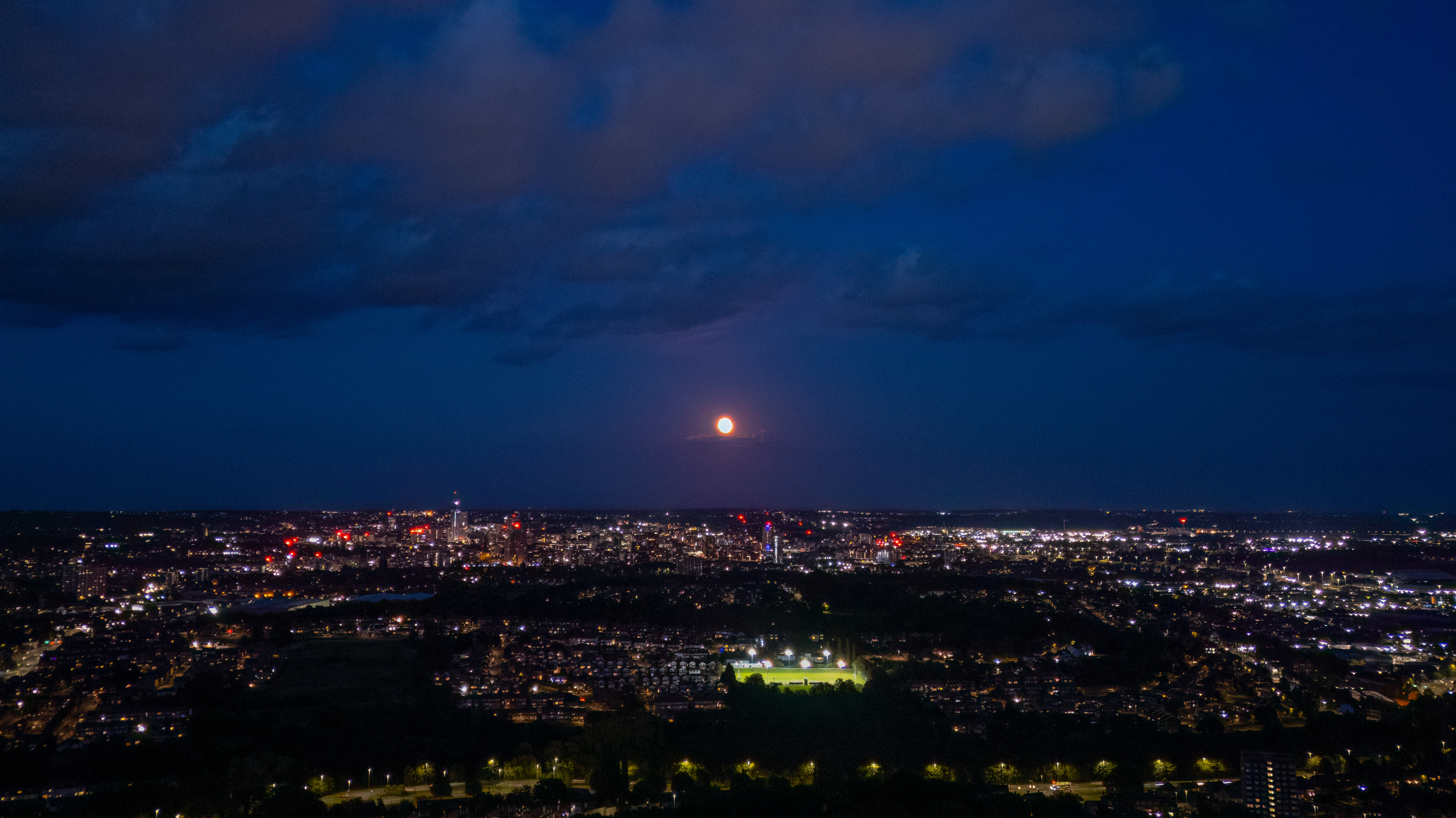 The moon rising over Leeds